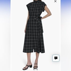 Calvin Klein Light Blue Plaid Maxi Dress